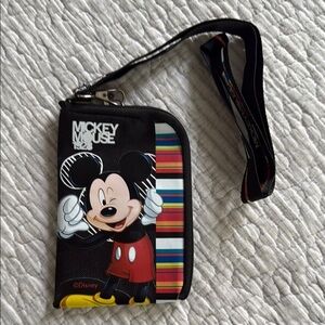 Disney Mickey Mouse Black & Red Pouch & Lanyard